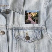 Frederic Bazille - de roze dress Vierkante Button 5,1 Cm (In situ)