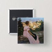 Frederic Bazille - de roze dress Vierkante Button 5,1 Cm (Voorkant /achterkant)