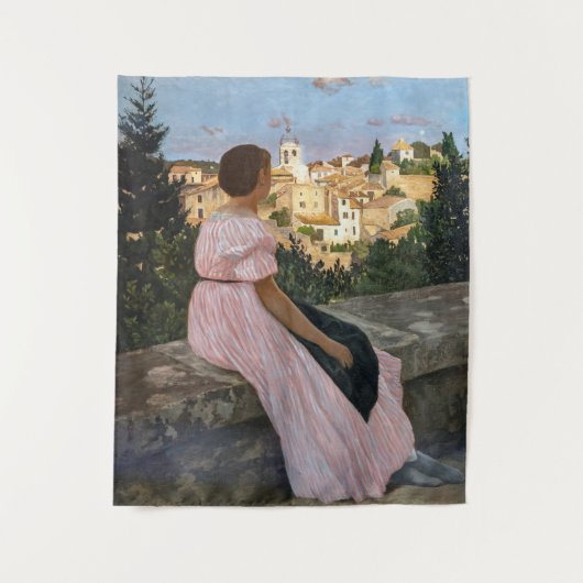 Frederic Bazille - de roze dress Wandkleed (Voorkant)