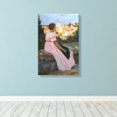 Frederic Bazille - De Roze Jurk Canvas Afdruk (Insitu (Houten vloer))