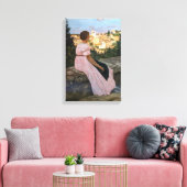 Frederic Bazille - De Roze Jurk Canvas Afdruk (Insitu (Woonkamer))
