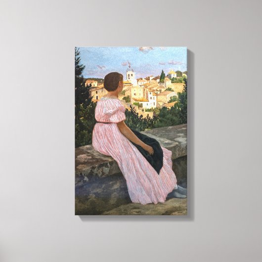 Frederic Bazille - De Roze Jurk Canvas Afdruk (Voorkant)
