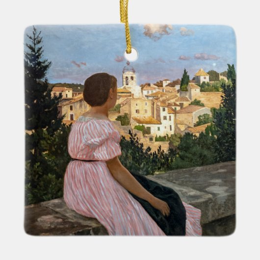 Frederic Bazille - De Roze Jurk Keramisch Ornament (Voorkant)