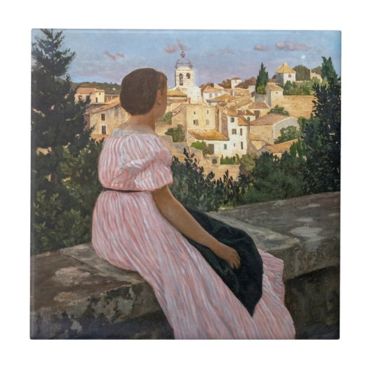 Frederic Bazille - De Roze Jurk Tegeltje (Voorkant)