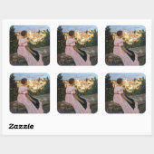 Frederic Bazille - De Roze Jurk Vierkante Sticker (Vel)