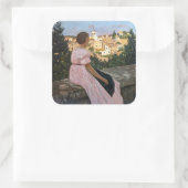 Frederic Bazille - De Roze Jurk Vierkante Sticker (Tas)