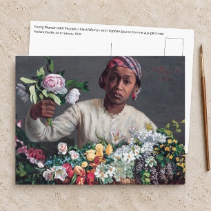 Frederic Bazille - Jong meisje met Pioenrozen Briefkaart