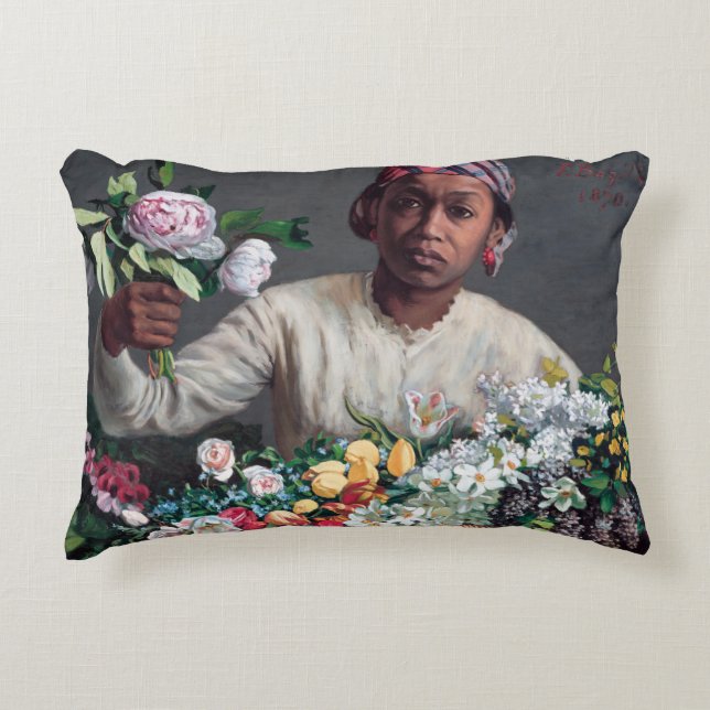 Frederic Bazille - Jonge vrouw met pioenrozen Accent Kussen (Voorkant)