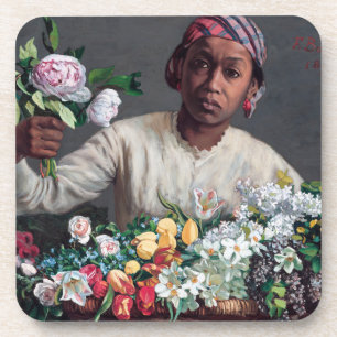 Frederic Bazille - Jonge vrouw met Pioenrozen Bier Onderzetter
