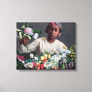 Frederic Bazille - Jonge vrouw met pioenrozen Canvas Afdruk