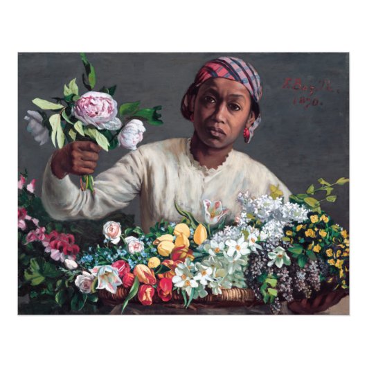 Frederic Bazille - Jonge vrouw met pioenrozen Foto Afdruk (Voorkant)
