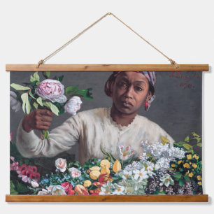 Frederic Bazille - Jonge vrouw met pioenrozen Hangend Wandkleed