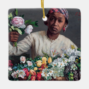 Frederic Bazille - Jonge vrouw met pioenrozen Keramisch Ornament