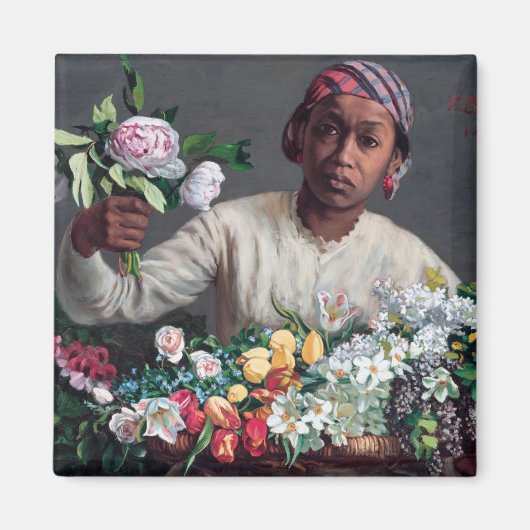 Frederic Bazille - Jonge vrouw met pioenrozen Magneet (Voorkant)