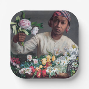 Frederic Bazille - Jonge vrouw met Pioenrozen Papieren Bordje