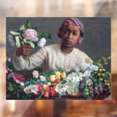 Frederic Bazille - Jonge vrouw met pioenrozen Raamsticker (Vel 2)