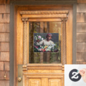 Frederic Bazille - Jonge vrouw met pioenrozen Raamsticker (Huis Deur)