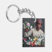 Frederic Bazille - Jonge vrouw met pioenrozen Sleutelhanger (Voorkant Links)