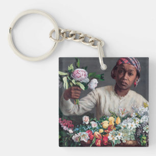 Frederic Bazille - Jonge vrouw met Pioenrozen Sleutelhanger