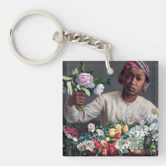 Frederic Bazille - Jonge vrouw met pioenrozen Sleutelhanger (Voorkant)
