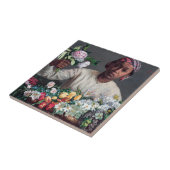 Frederic Bazille - Jonge vrouw met pioenrozen Tegeltje (Zijkant)