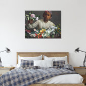  Frederic Bazille Young Woman met Peonie Canvas Afdruk (Insitu (Slaapkamer))