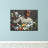  Frederic Bazille Young Woman met Peonie Canvas Afdruk (Insitu (Houten vloer))