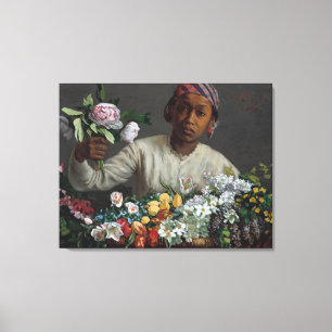 Frederic Bazille Young Woman met Peonie Canvas Afdruk