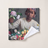 Frederic Bazille - Young Woman with Peonies Bad Handdoek (Wasdoekje)