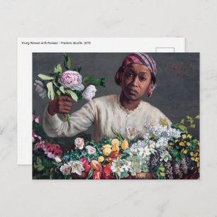 Frederic Bazille - Young Woman with Peonies Briefkaart