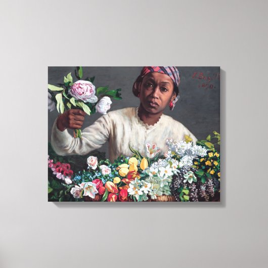 Frederic Bazille - Young Woman with Peonies Canvas Afdruk (Voorkant)