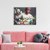 Frederic Bazille - Young Woman with Peonies Canvas Afdruk (Insitu (Woonkamer))