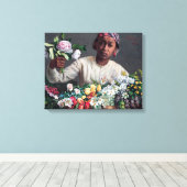 Frederic Bazille - Young Woman with Peonies Canvas Afdruk (Insitu (Houten vloer))