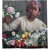 Frederic Bazille - Young Woman with Peonies Douchegordijn (Voorkant)