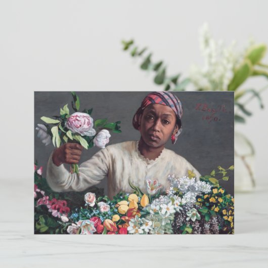 Frederic Bazille - Young Woman with Peonies Kaart (Staand voorkant)