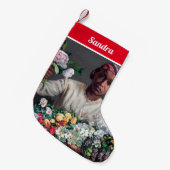 Frederic Bazille - Young Woman with Peonies Kleine Kerstsok (Voorkant (Hangend))