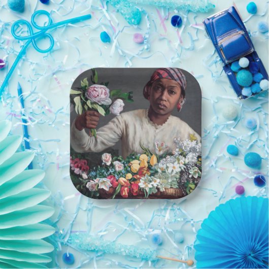 Frederic Bazille - Young Woman with Peonies Papieren Bordje (Feest)