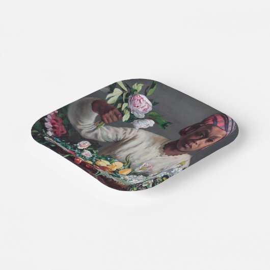 Frederic Bazille - Young Woman with Peonies Papieren Bordje (Gebogen)