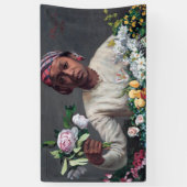 Frederic Bazille - Young Woman with Peonies Spandoek (Verticaal)