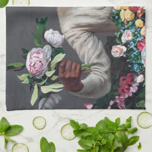 Frederic Bazille - Young Woman with Peonies Theedoek (Gevouwen)