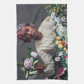 Frederic Bazille - Young Woman with Peonies Theedoek (Verticaal)