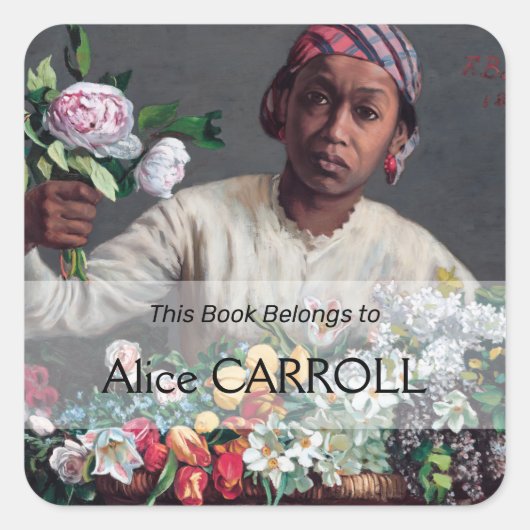 Frederic Bazille - Young Woman with Peonies Vierkante Sticker (Voorkant)