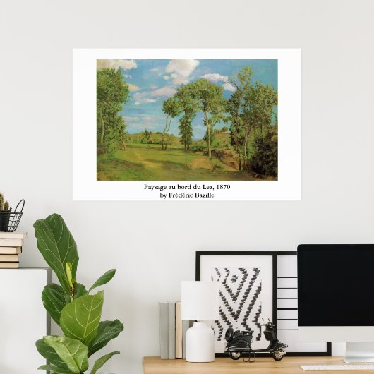 Frédéric Bazille's Paysage au bord du Lez Poster (Thuiskantoor)