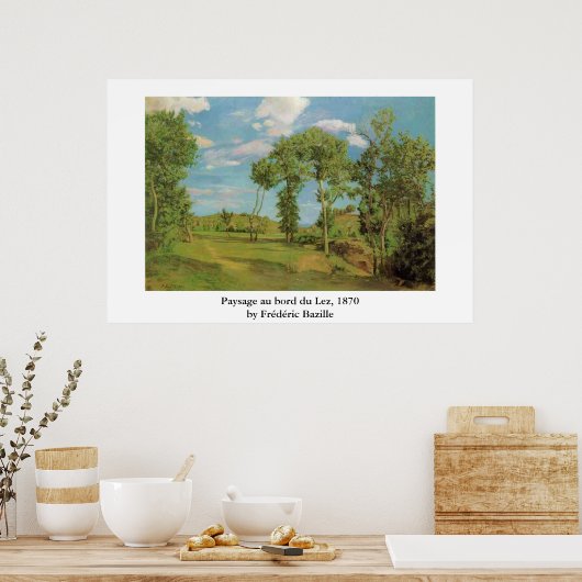Frédéric Bazille's Paysage au bord du Lez Poster (Keuken)