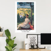 Frédéric Bazille's Uitzicht van het dorp Poster (Thuiskantoor)