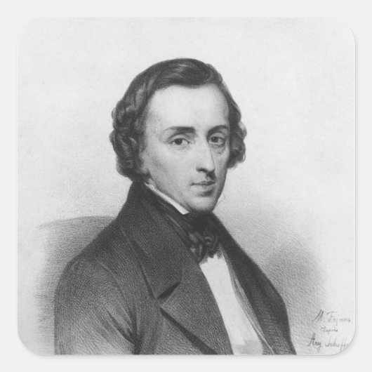Frederic Chopin, na Ary Scheffer Vierkante Sticker (Voorkant)
