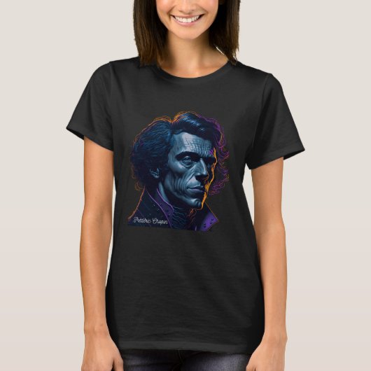 Frederic Chopin Portrait Pianist Composer Illustra T-shirt (Voorkant)