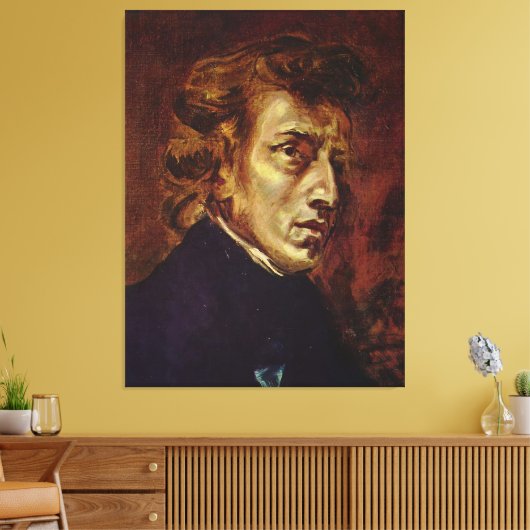 Frederic Chopin Portrait van Eugene Delacroix Canvas Afdruk (Insitu (Woonkamer))