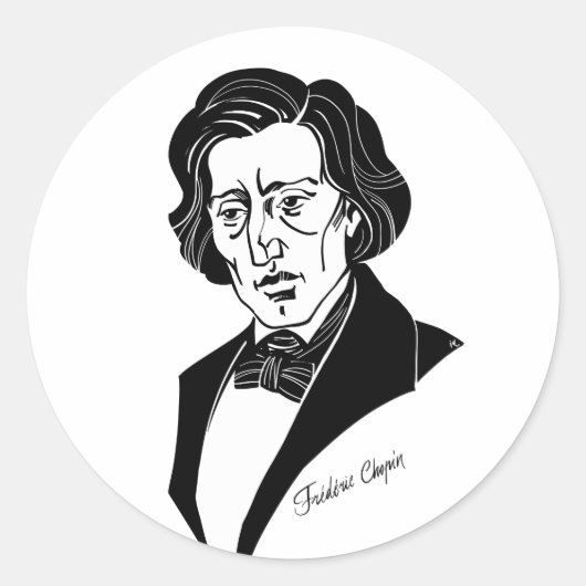 Frederic Chopin Ronde Sticker (Voorkant)