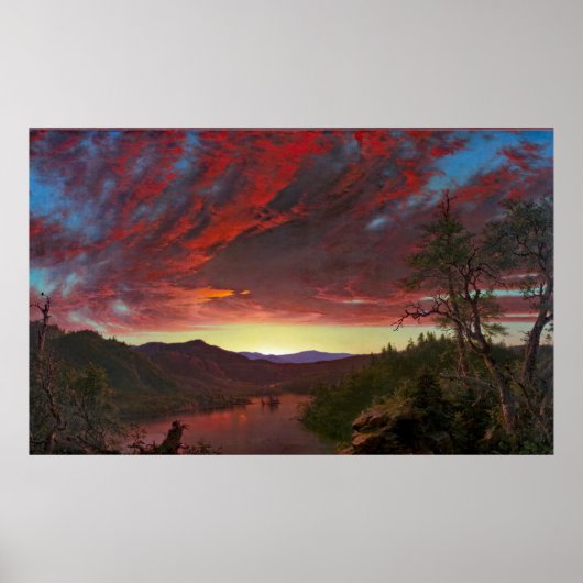 Frederic Church Sunset Wilderness Maine Painting Poster (Voorkant)